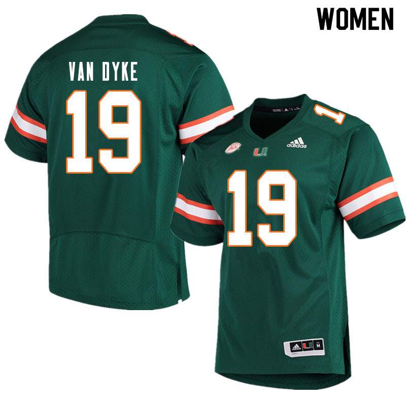 Women #19 Tyler Van Dyke Miami Hurricanes College Football Jerseys Sale-Green - Click Image to Close